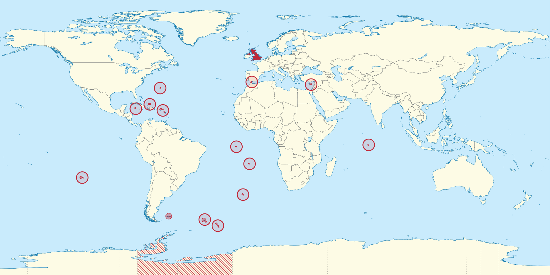 The UK likewise
administers
a global network of
islands.